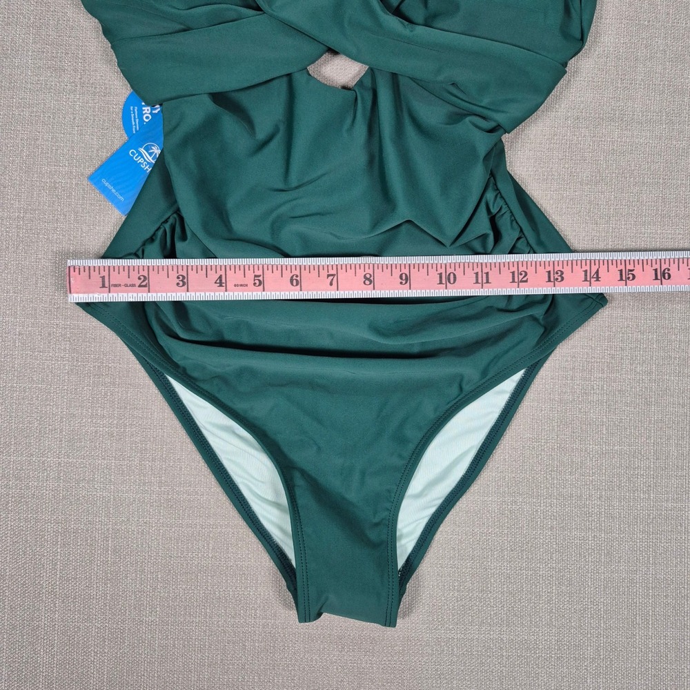 Cupshe Green Ruffle Sleeve Tummy Control One Piece Swimsuit Medium New - Picture 5 of 11